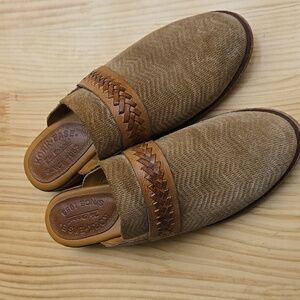 Kork-Ease Brown Mules with Woven Detail